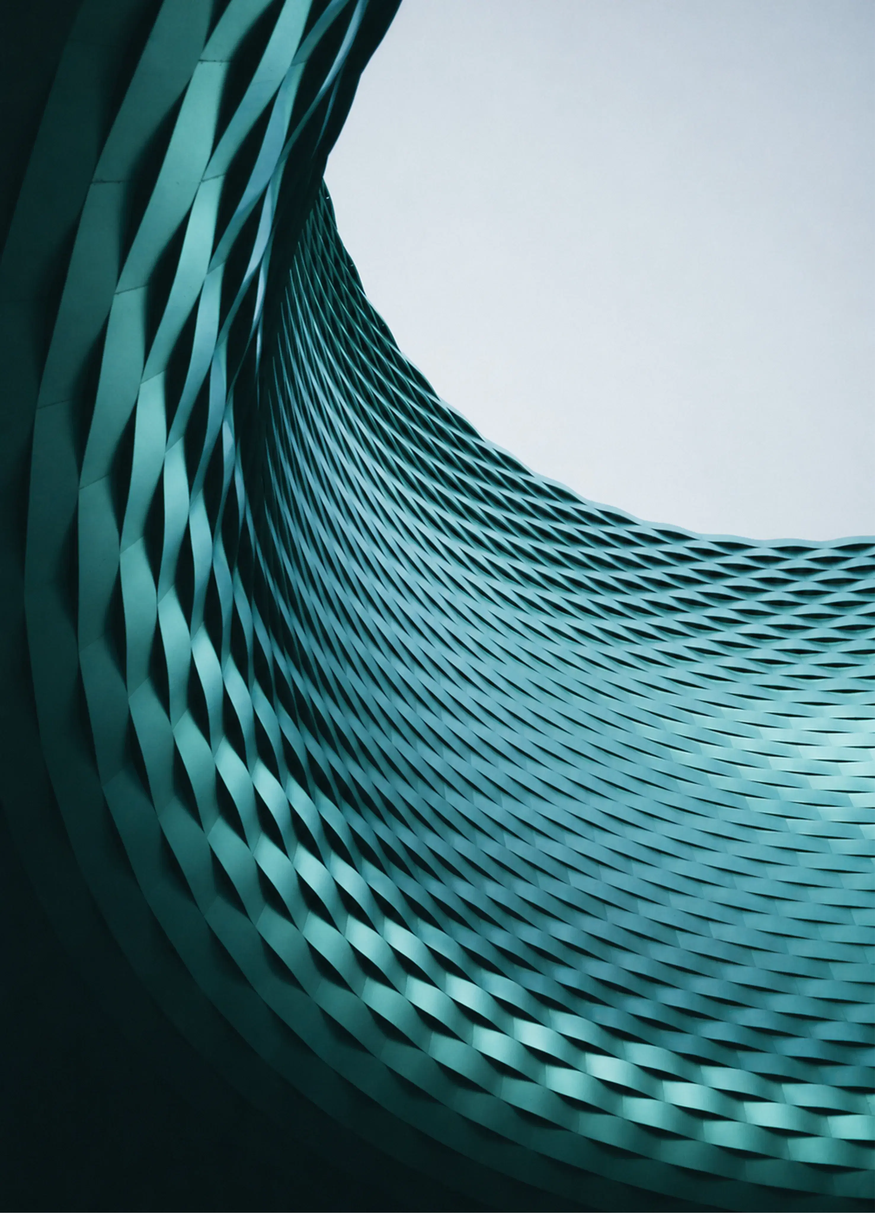 Abstract teal architectural pattern representing construction intelligence